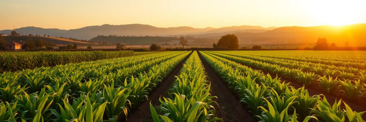 Farm field at golden hour